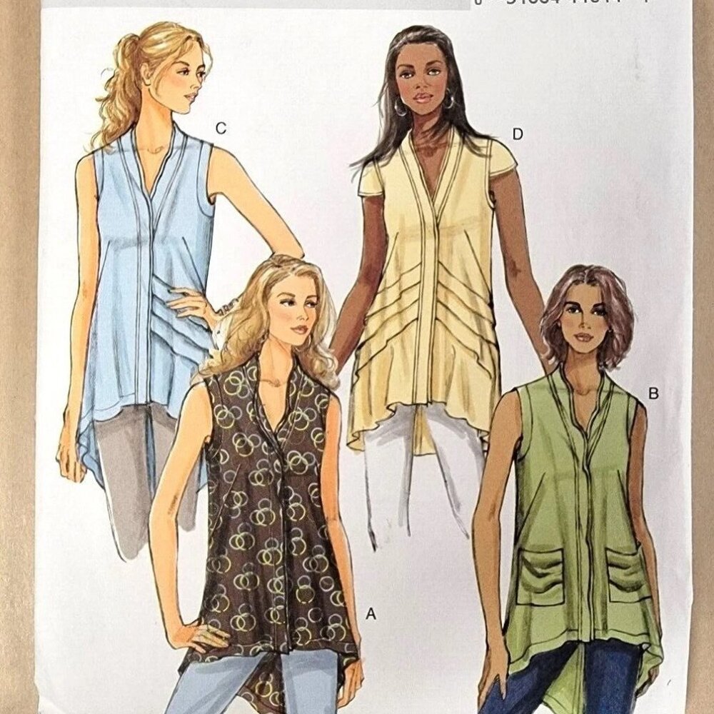 Butterick B5646 Misses Various Tunic Tops Sewing Pattern Size Lg, XL, XXL
